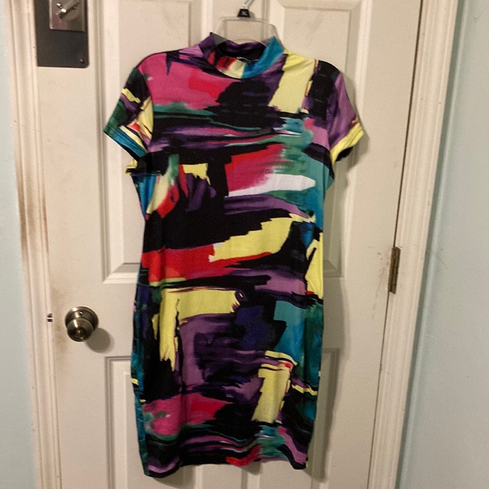 NWOT Vibrant BOLD Multi Color Dress M/L